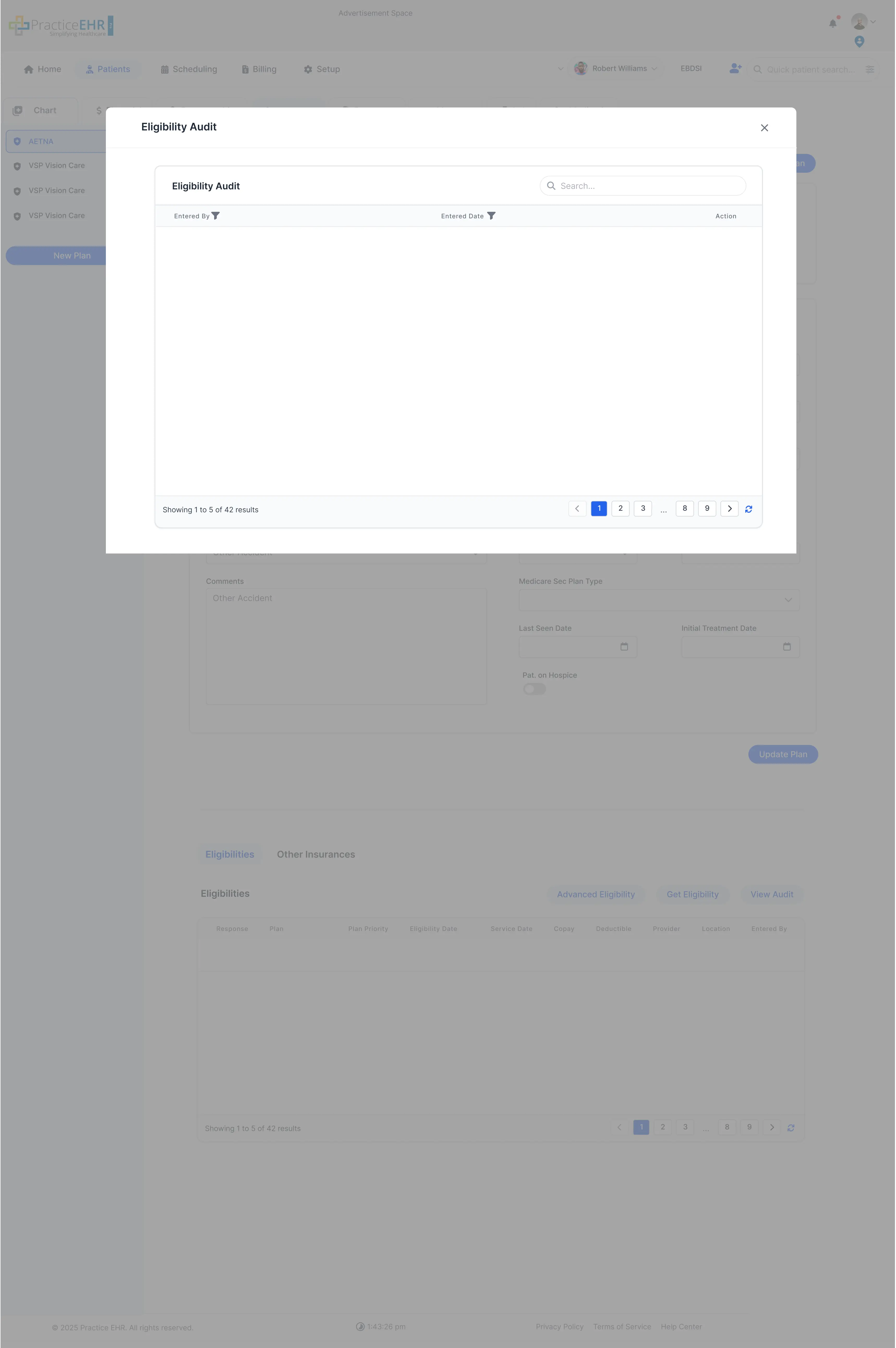 Eligibility Audit modal